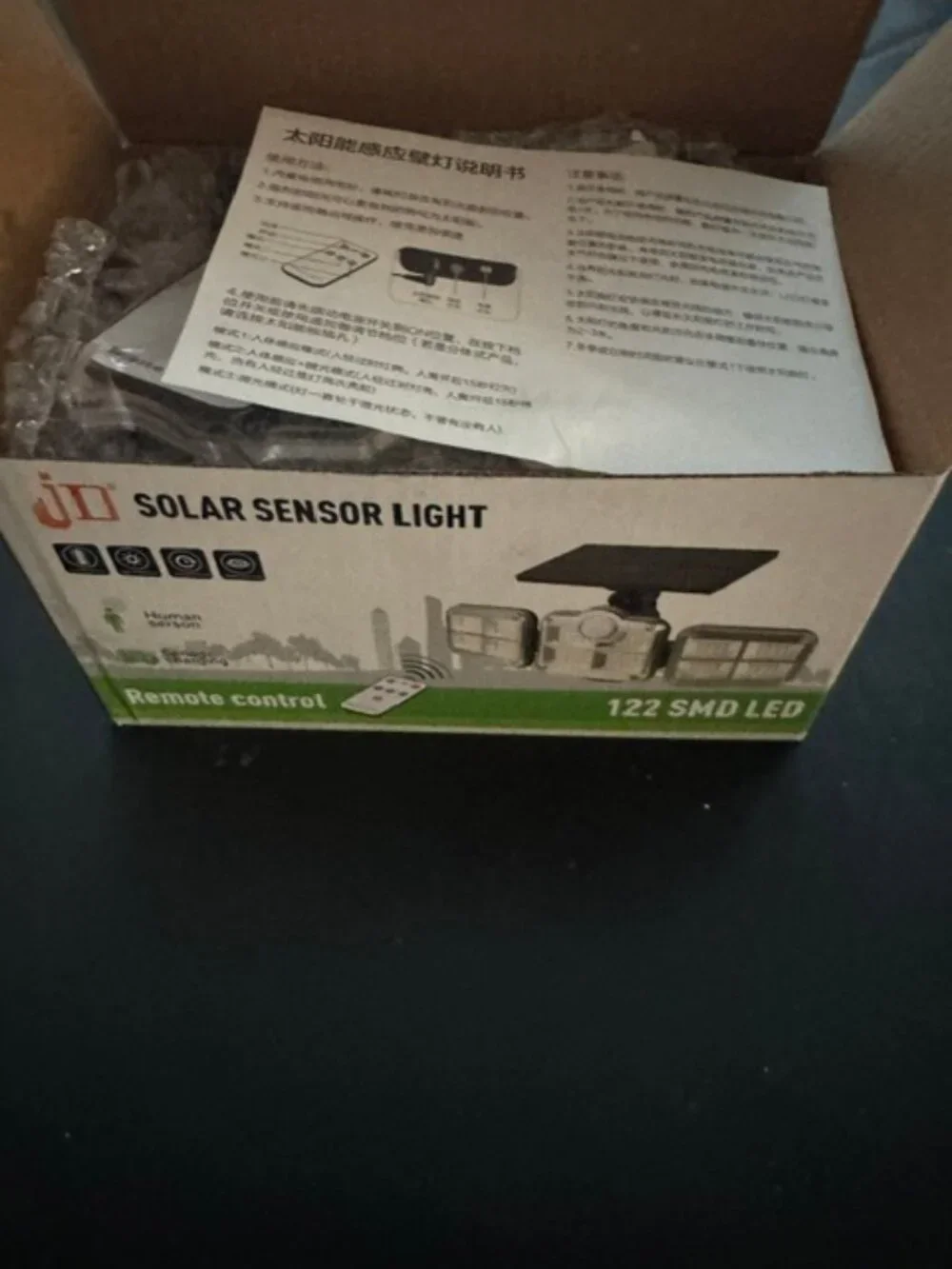 Solar Motion Sensor Light LED Outdoor Security Flood Light Remote Control NEW - Picture 5 of 6